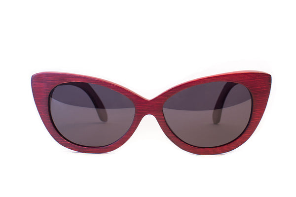 Red Bamboo Cat Eyes with Dark Polarized Lenses
