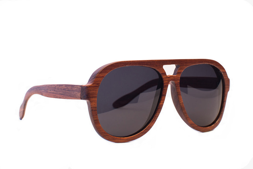Brazil Rosewood Aviators with Dark Grey Polarized Lenses