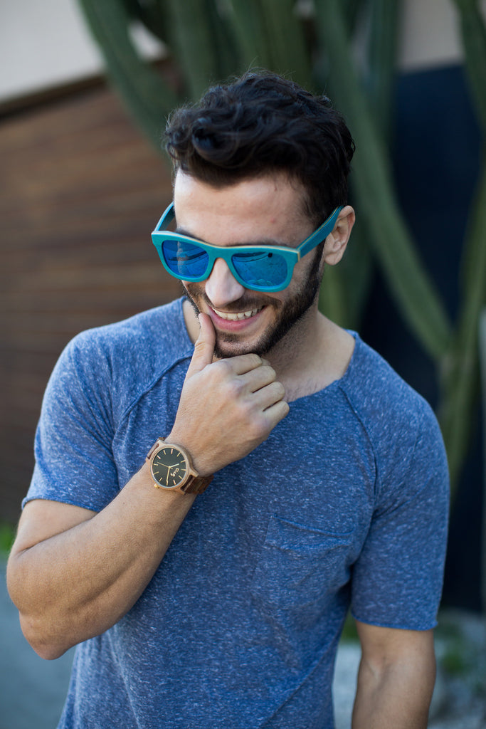 Men's Koa Wood Watch with Black Dial