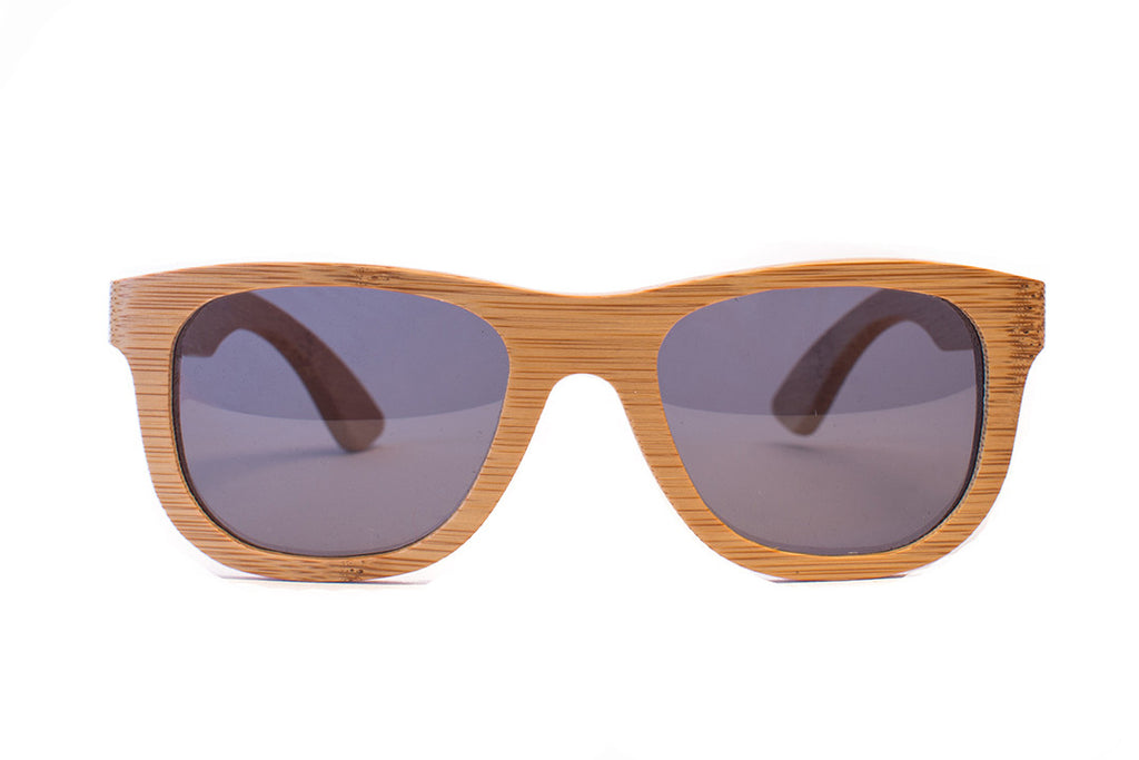 Light Bamboo Wayfarers with Dark Grey Polarized Lenses
