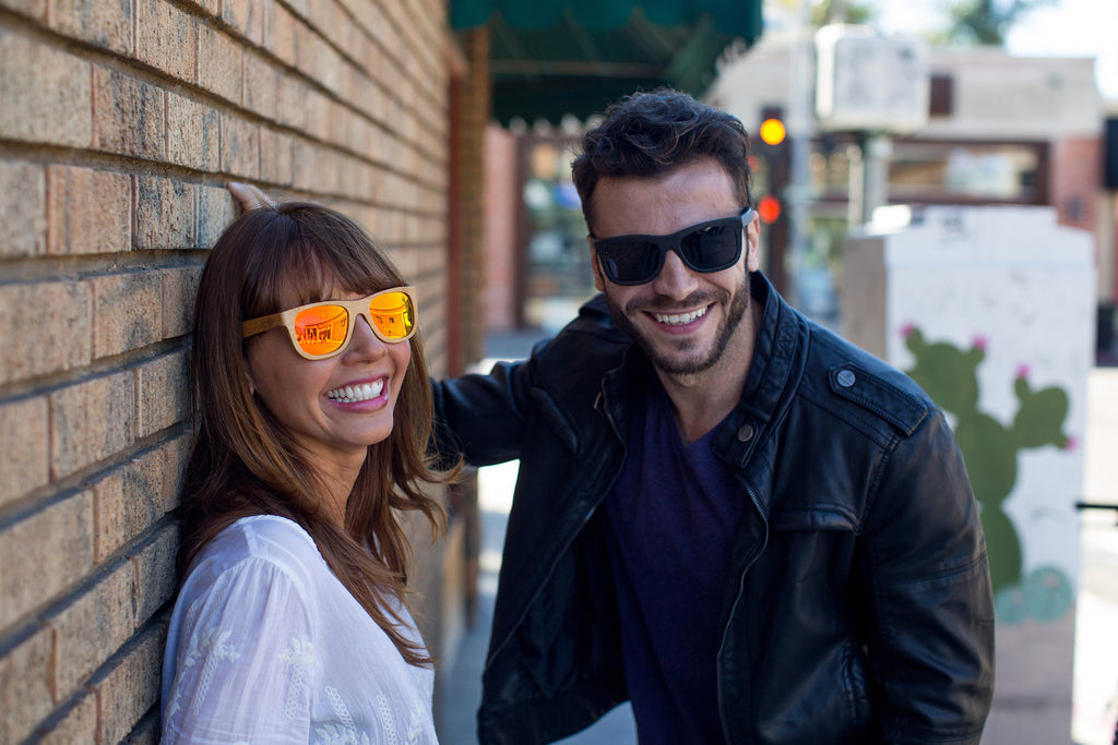 All Black Bamboo Wood Wayfarers with Black Polarized Lenses