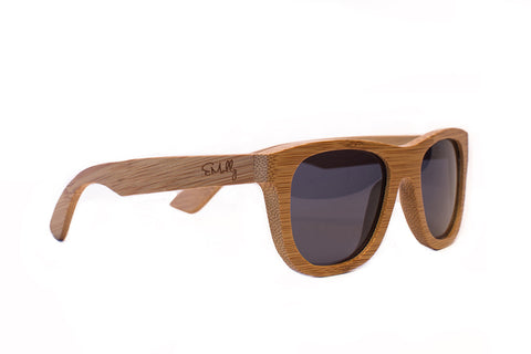 Light Bamboo Wayfarers with Dark Grey Polarized Lenses