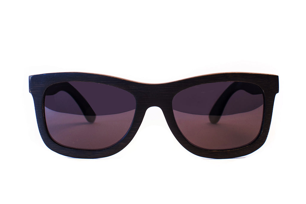 All Black Bamboo Wood Wayfarers with Black Polarized Lenses