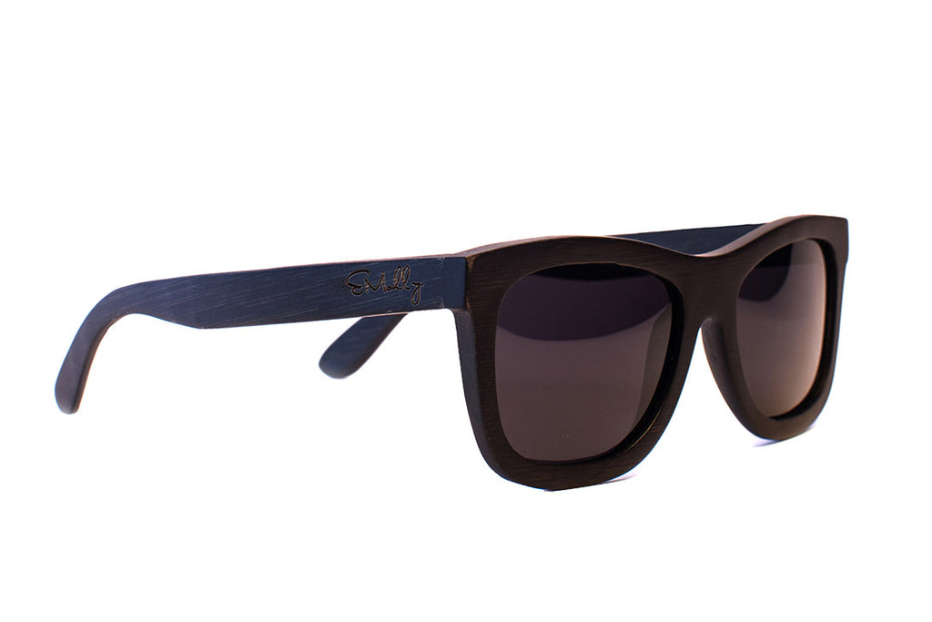 All Black Bamboo Wood Wayfarers with Black Polarized Lenses