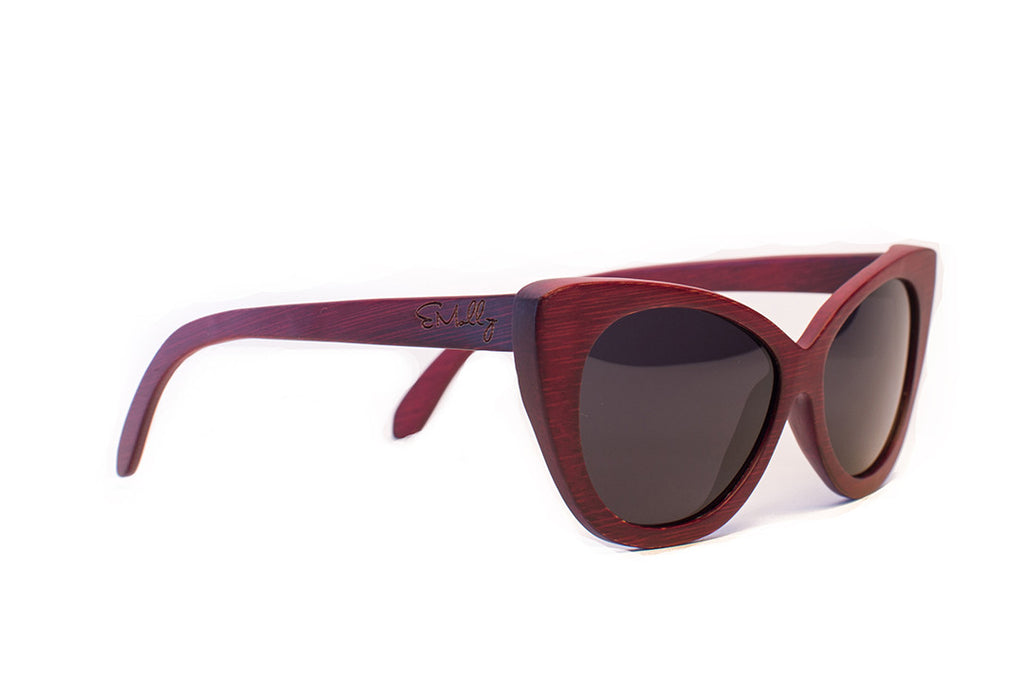 Red Bamboo Cat Eyes with Dark Polarized Lenses