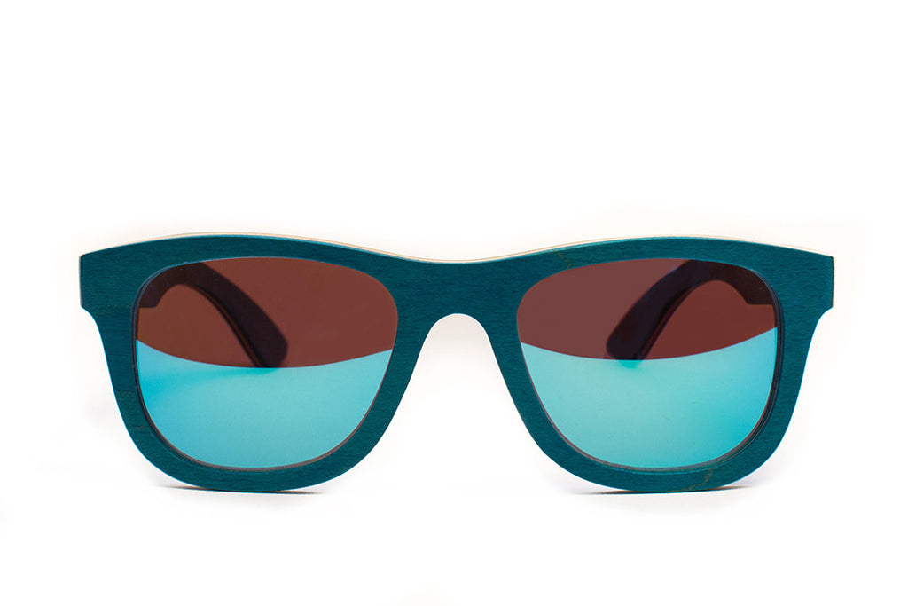 Blue Skateboard Wood with Reflective Blue Polarized Lenses
