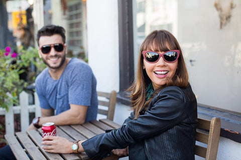 Red Bamboo Cat Eyes with Dark Polarized Lenses