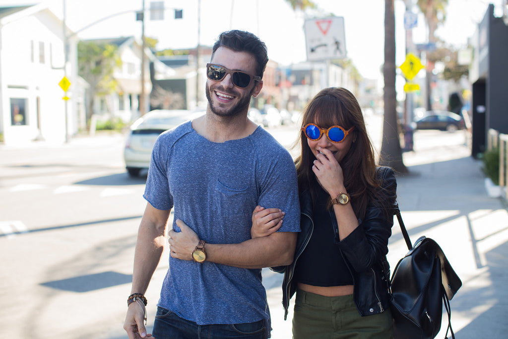 His & Her Set: Zebra Wood Watches with Champagne Dials