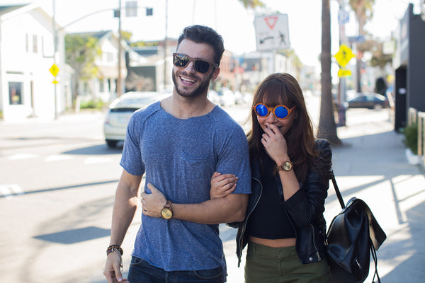 His & Her Set: Zebra Wood Watches with Champagne Dials