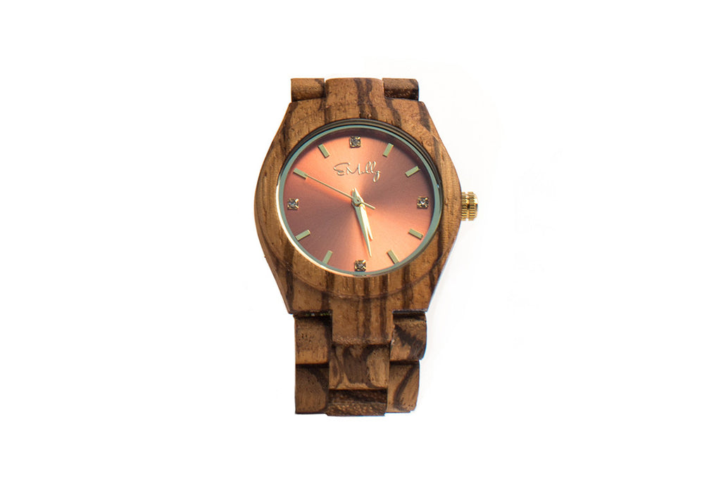 Womens Zebra Wood with Rose Dial