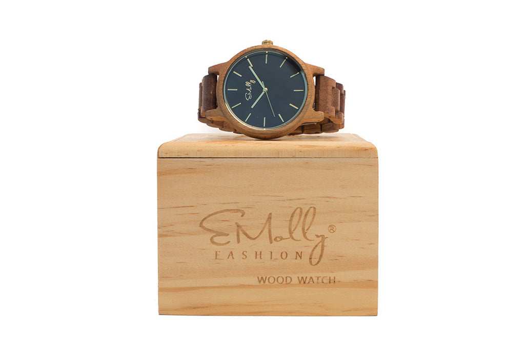 Men's Koa Wood Watch with Black Dial