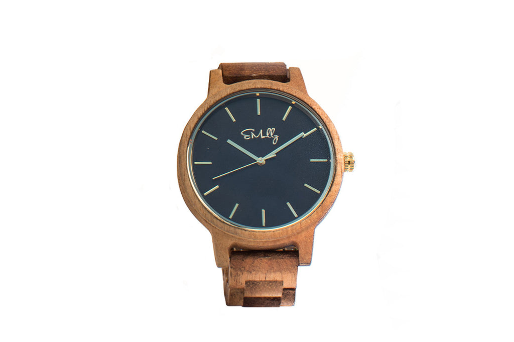 Men's Koa Wood Watch with Black Dial