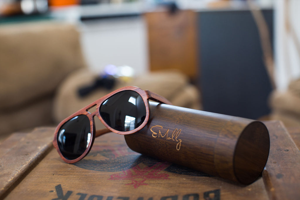 Brazil Rosewood Aviators with Dark Grey Polarized Lenses